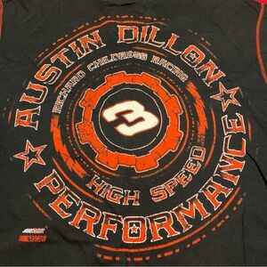 NASCAR Austin Dillon Black Double Sided Racing Rap Tee Y2K Stars Spellout Men XL